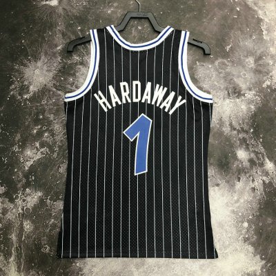 Maillot de Basket #1 Anfernee Hardaway Magic 1994-95 Vintage Noir Imprimé